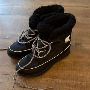 Sorel Black Boots with White Accents